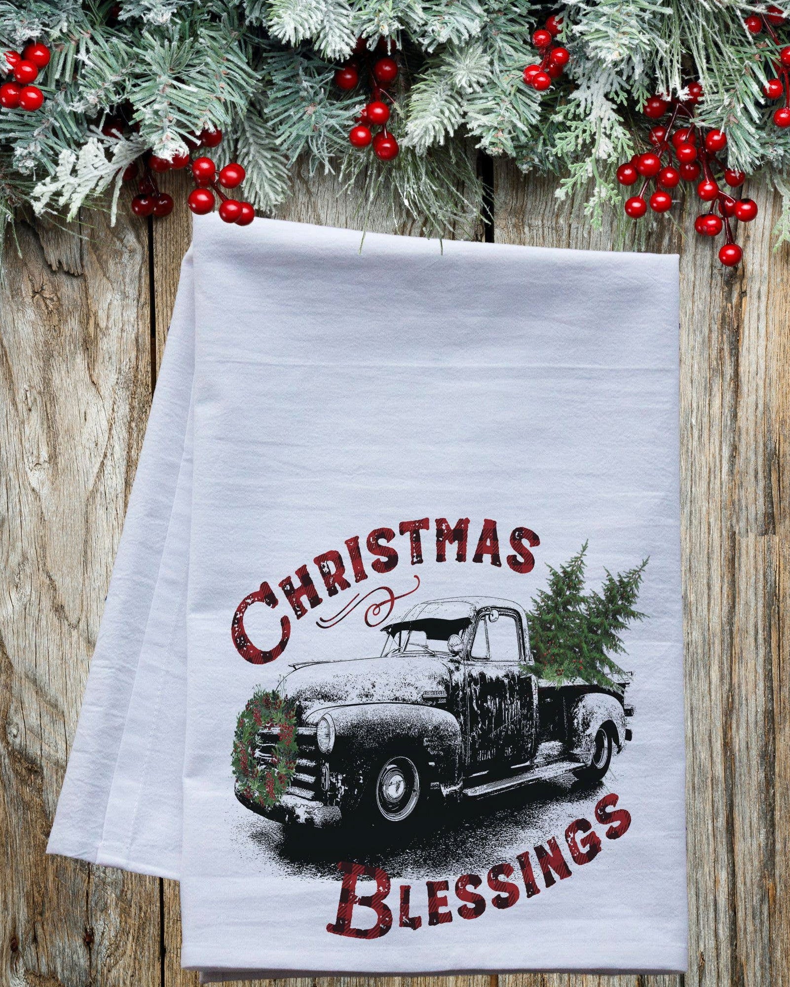 Christmas Blessings Flour Sack Tea Towel