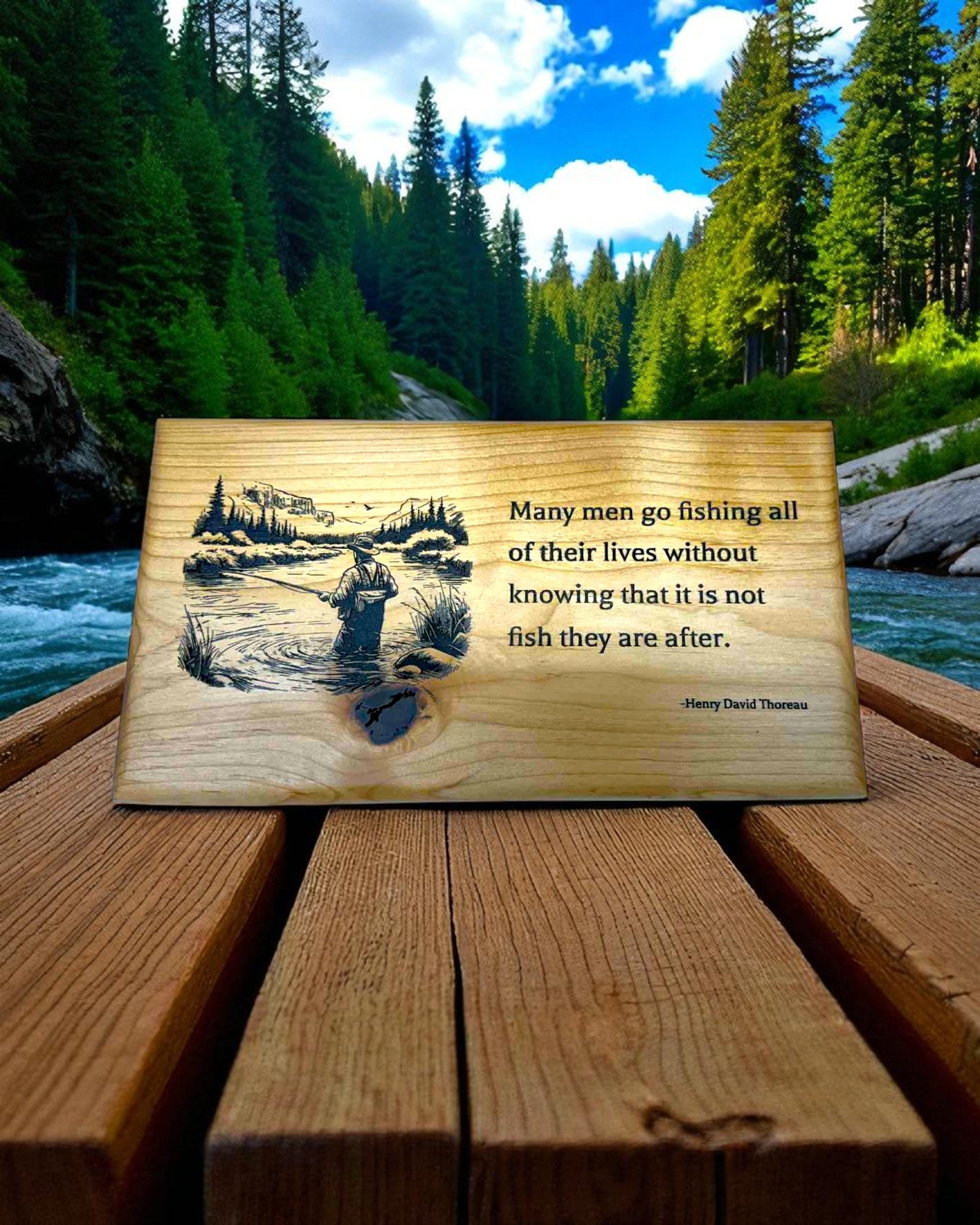Many Men Go Fishing Wooden Sign