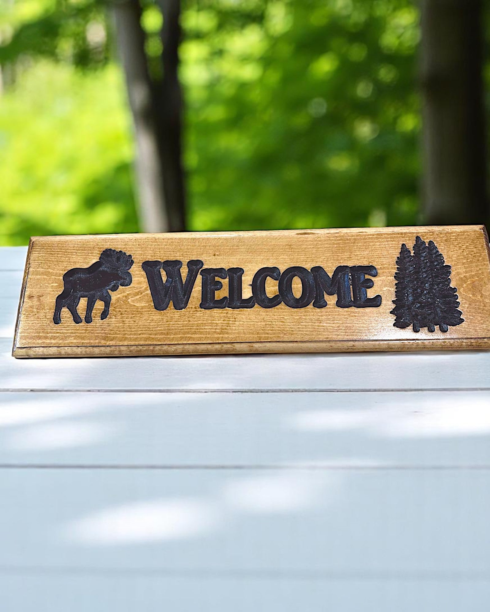 Rustic Moose Welcome Sign