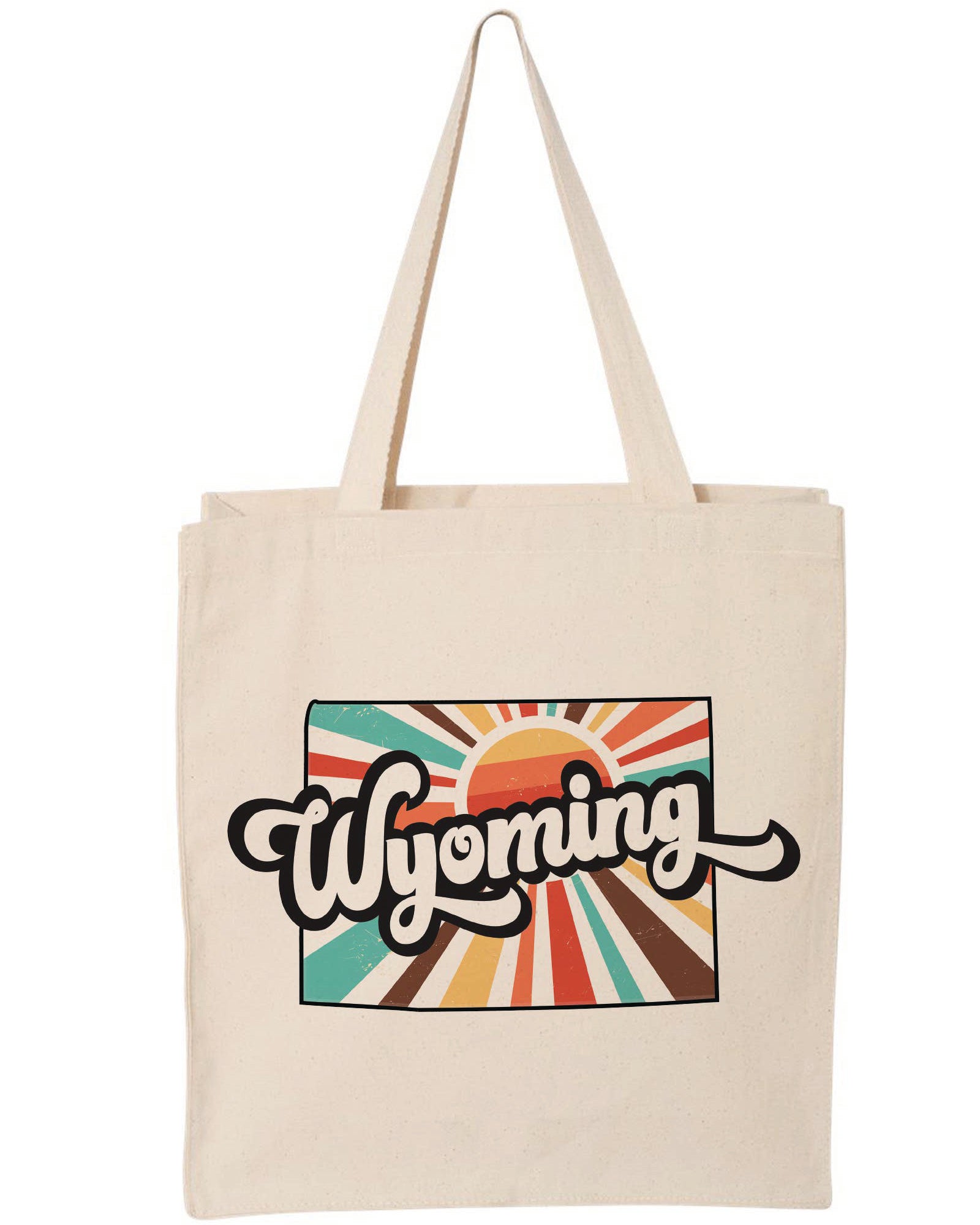 Wyoming State Sunburst Canvas Tote Bag