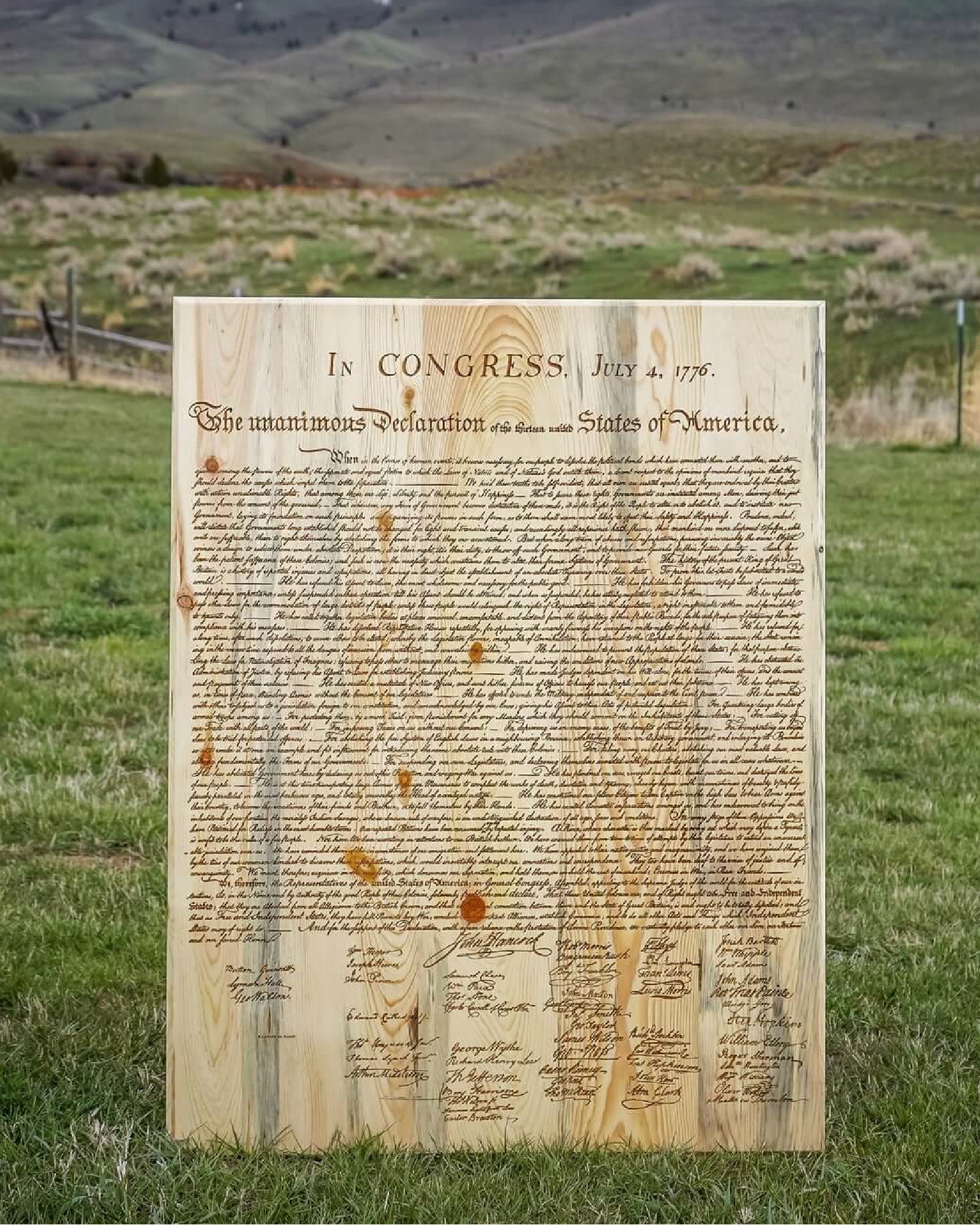 Declaration of Independence Pine Wall Hanging