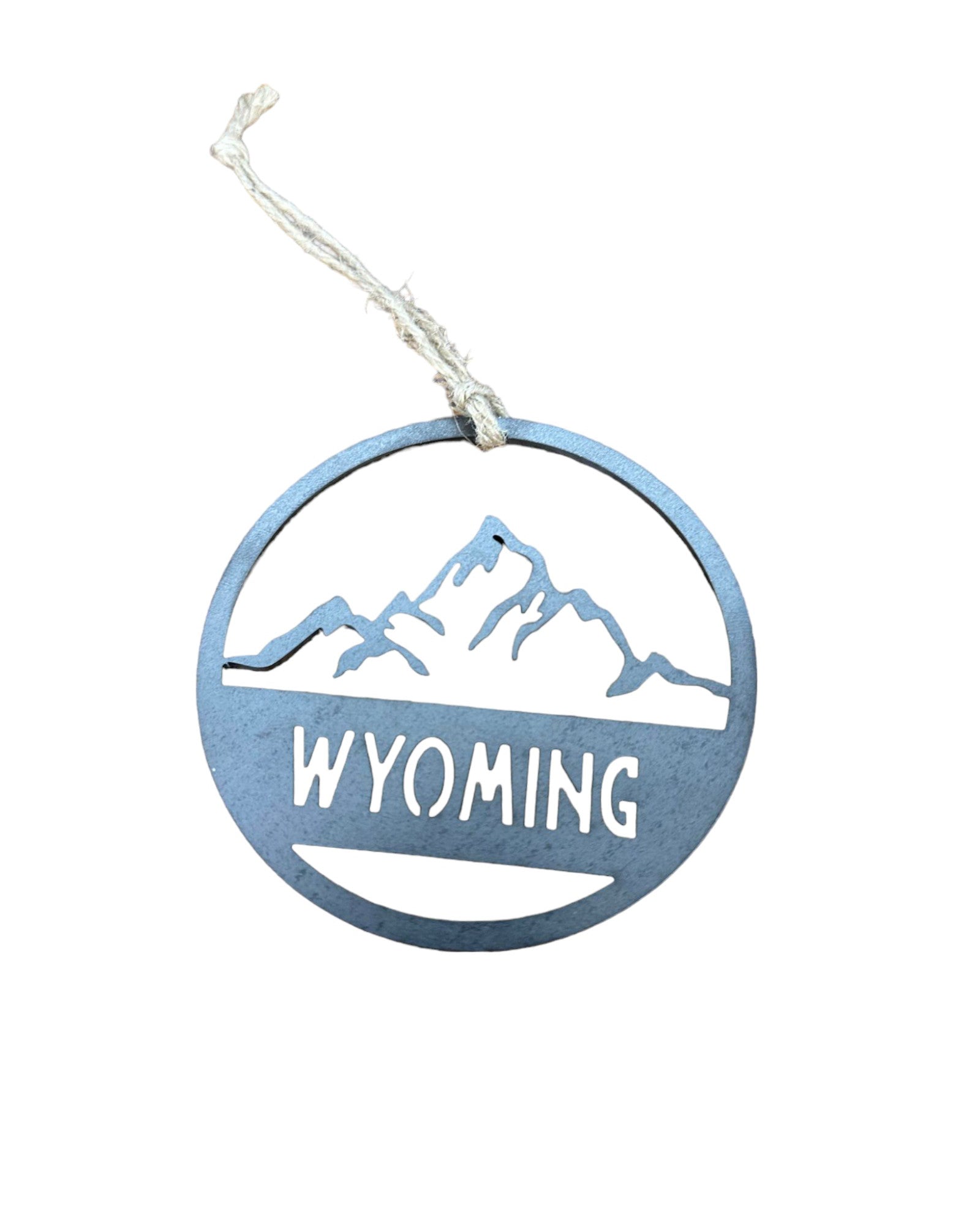 Wyoming Mountain Raw Steel Ornament
