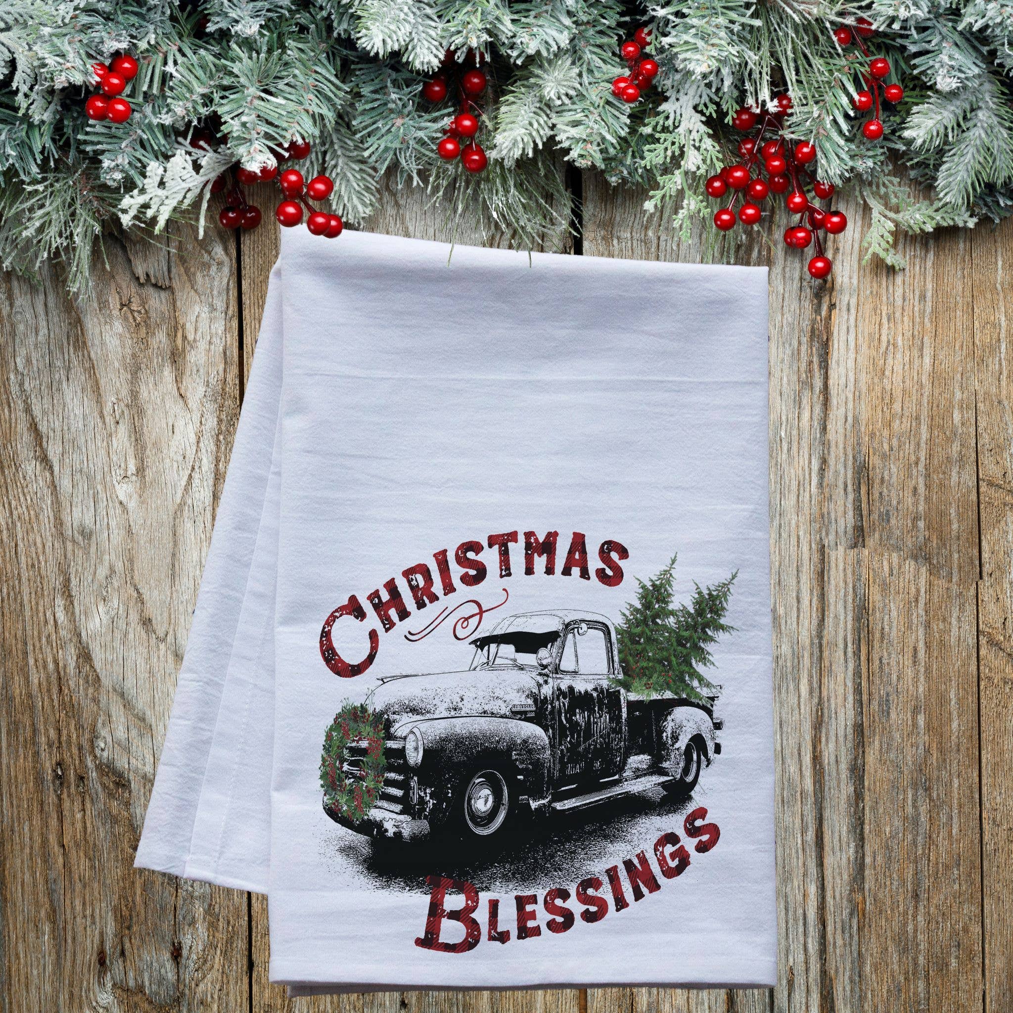 Christmas Blessings Flour Sack Tea Towel