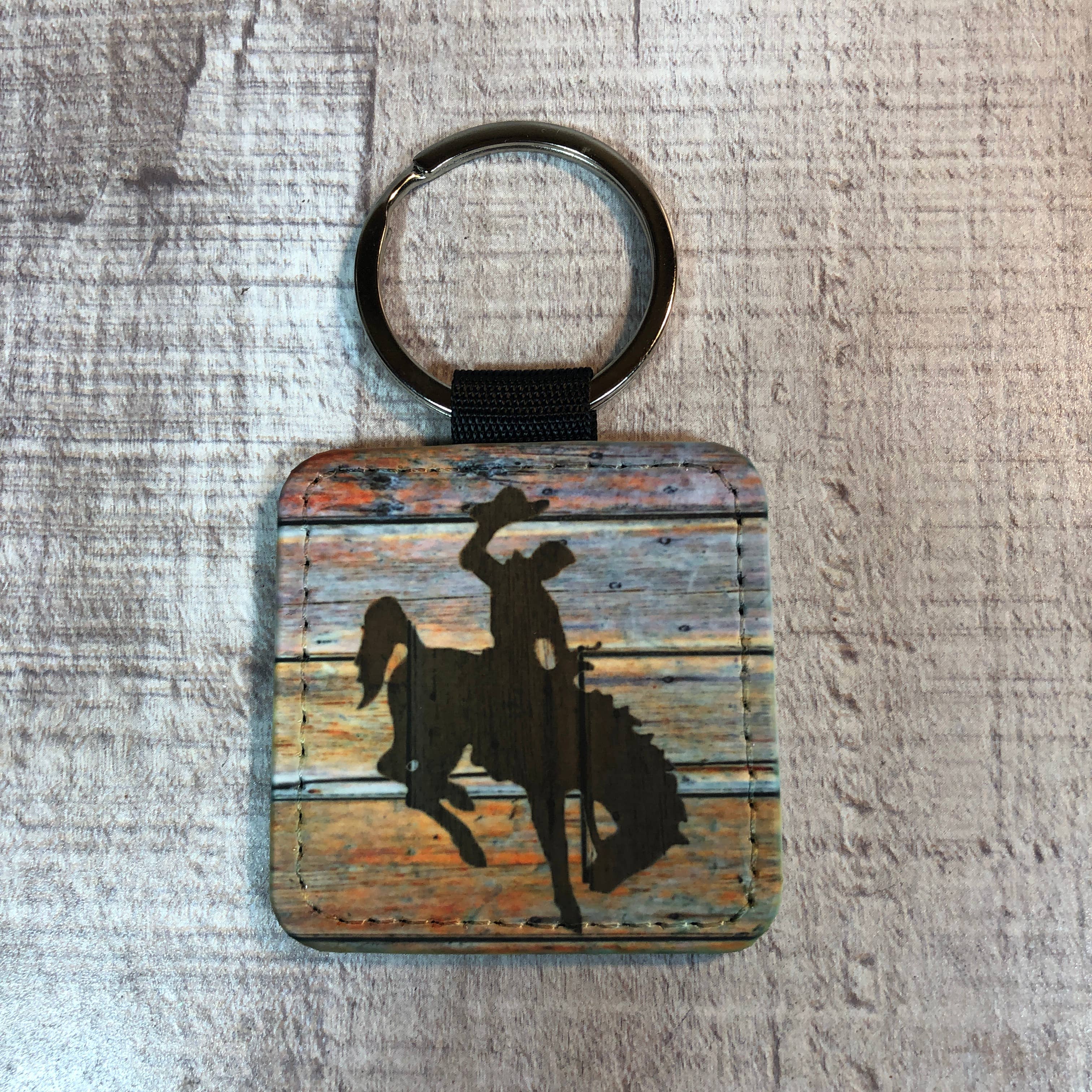 Wyoming Bronc rider key ring