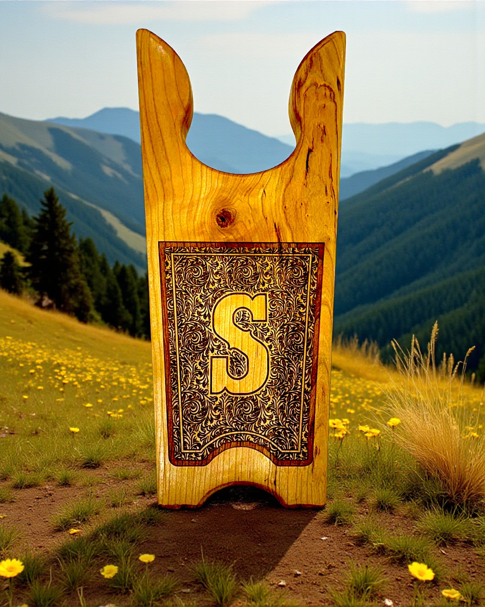 Custom Engraved Wooden Boot Jack – Monogrammed Western Design