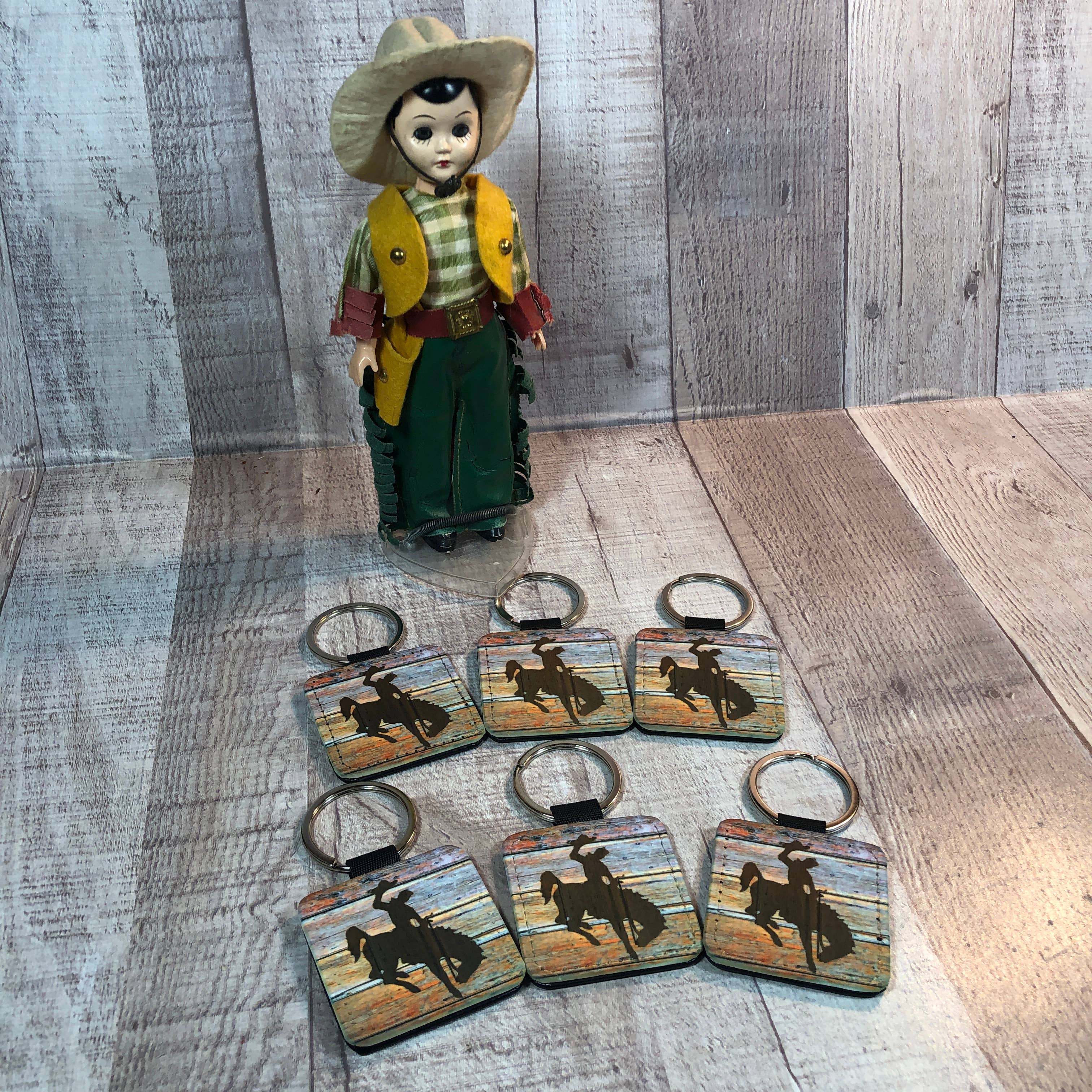 Wyoming Bronc rider key ring