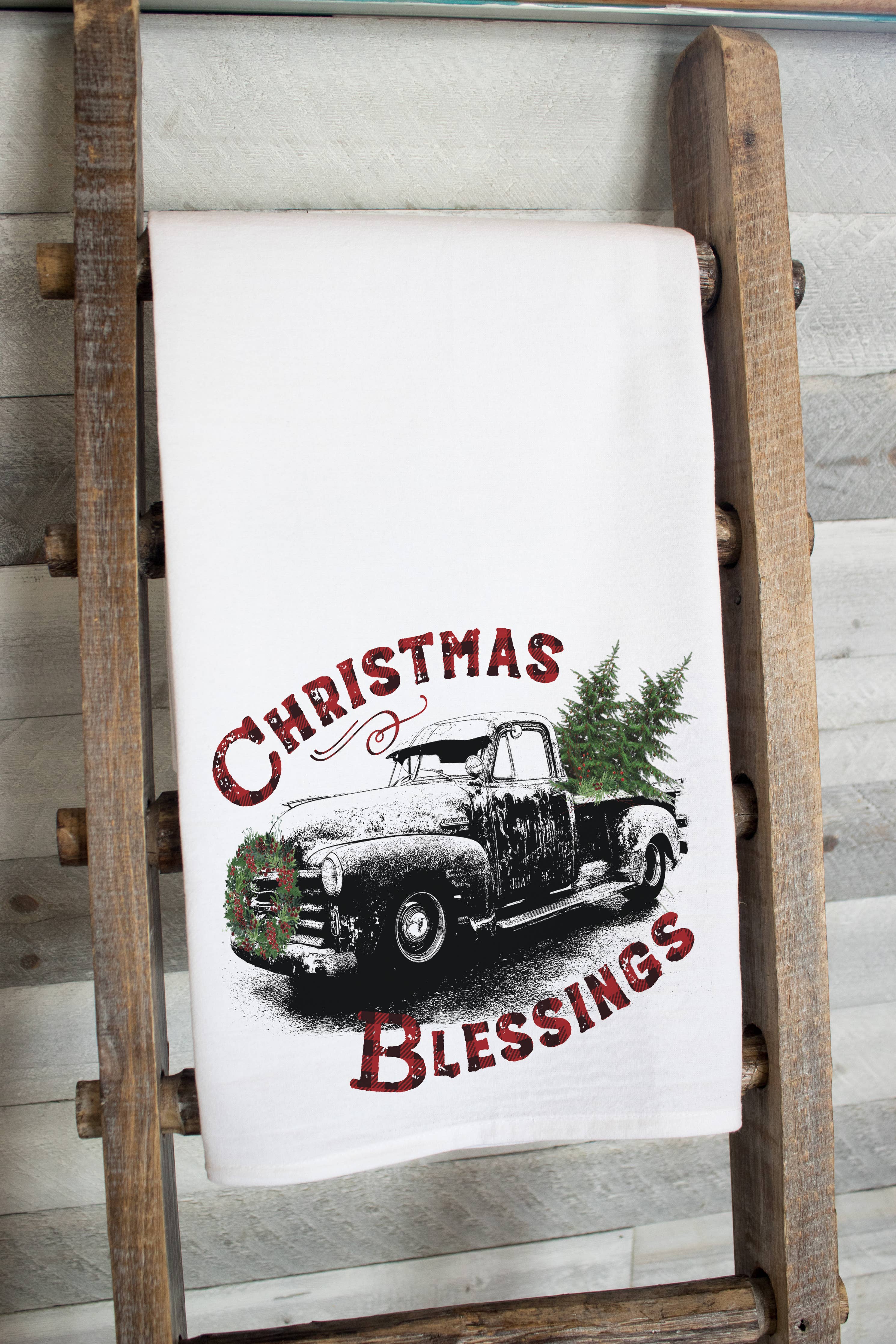 Christmas Blessings Flour Sack Tea Towel