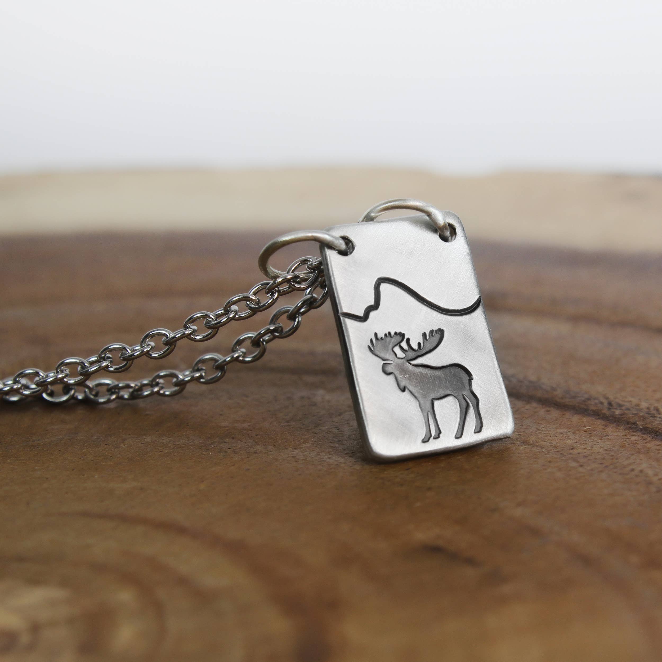 Moose  Necklace with Mountain