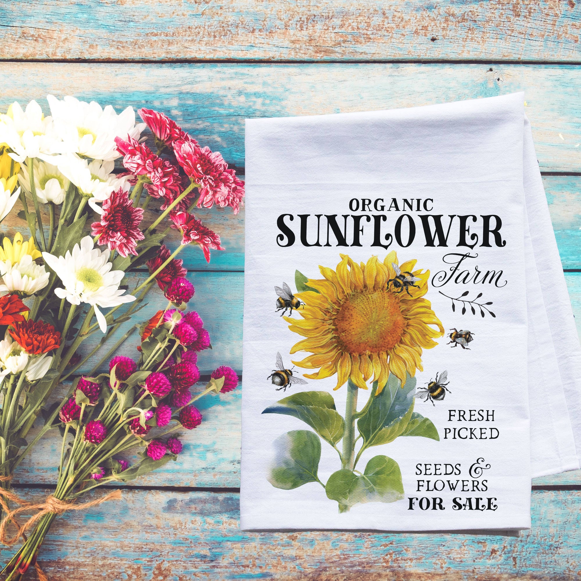 Sunflower Farm Flour Sack Tea Towel