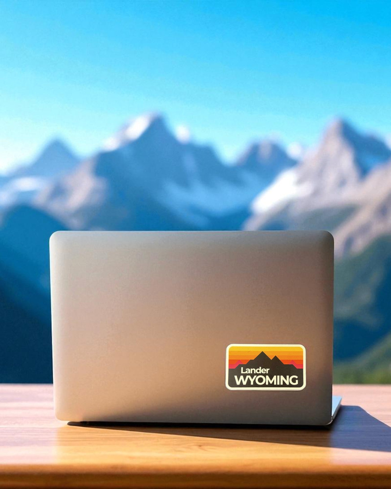Retro Lander Wyoming Mountains Sticker
