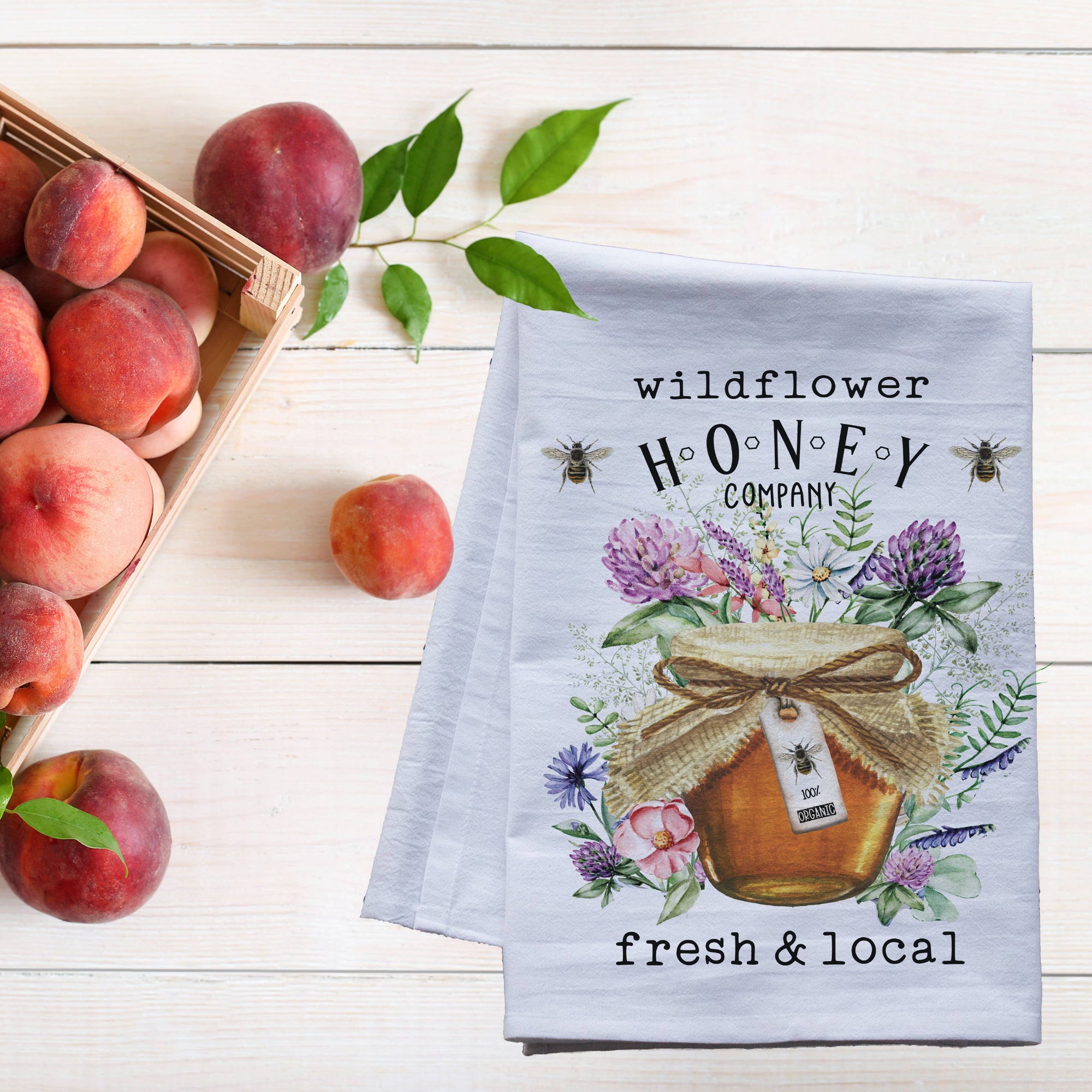 Wildflower Honey Flour Sack Tea Towel - honey bee