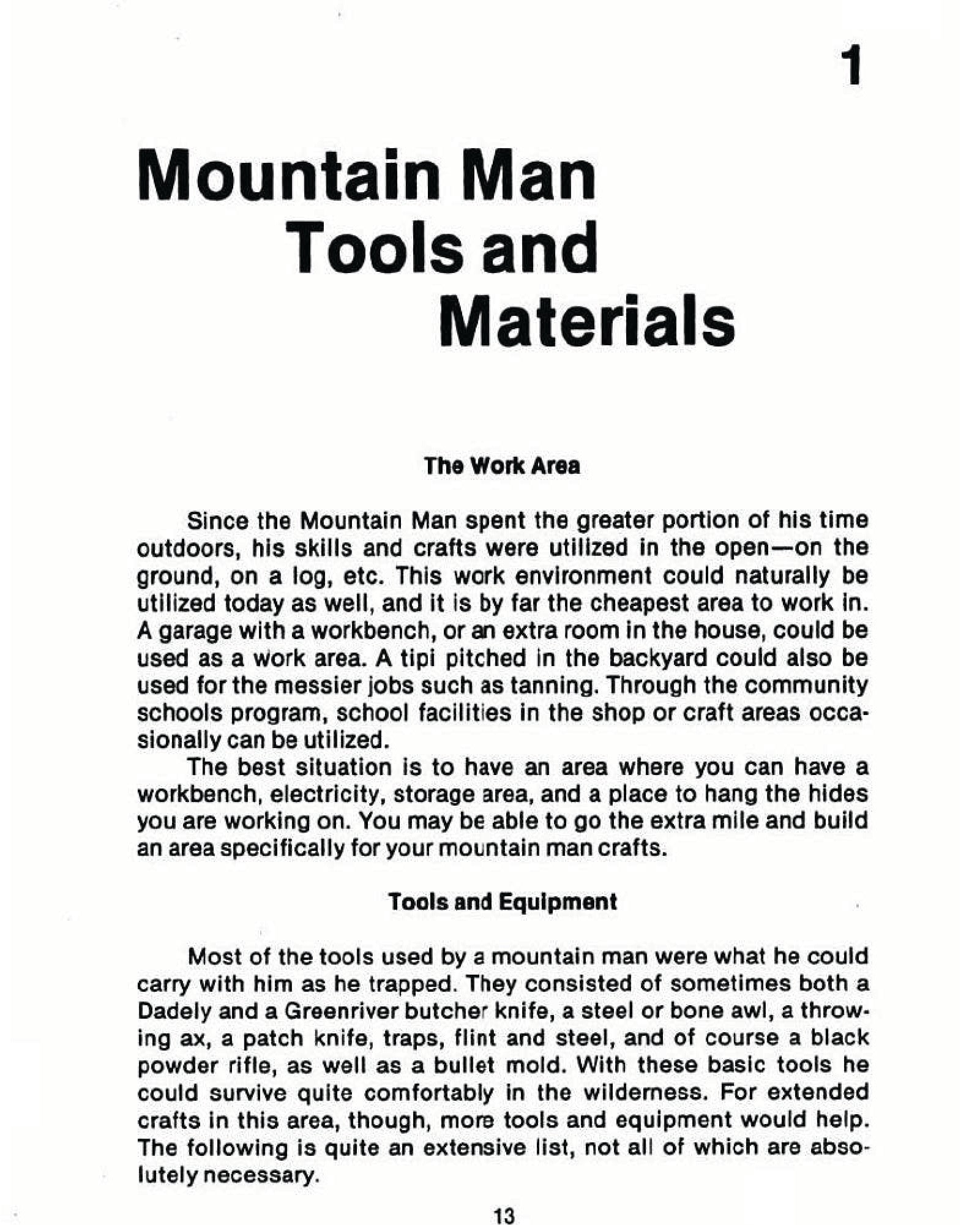 Traditional Skills of the Mountain Men