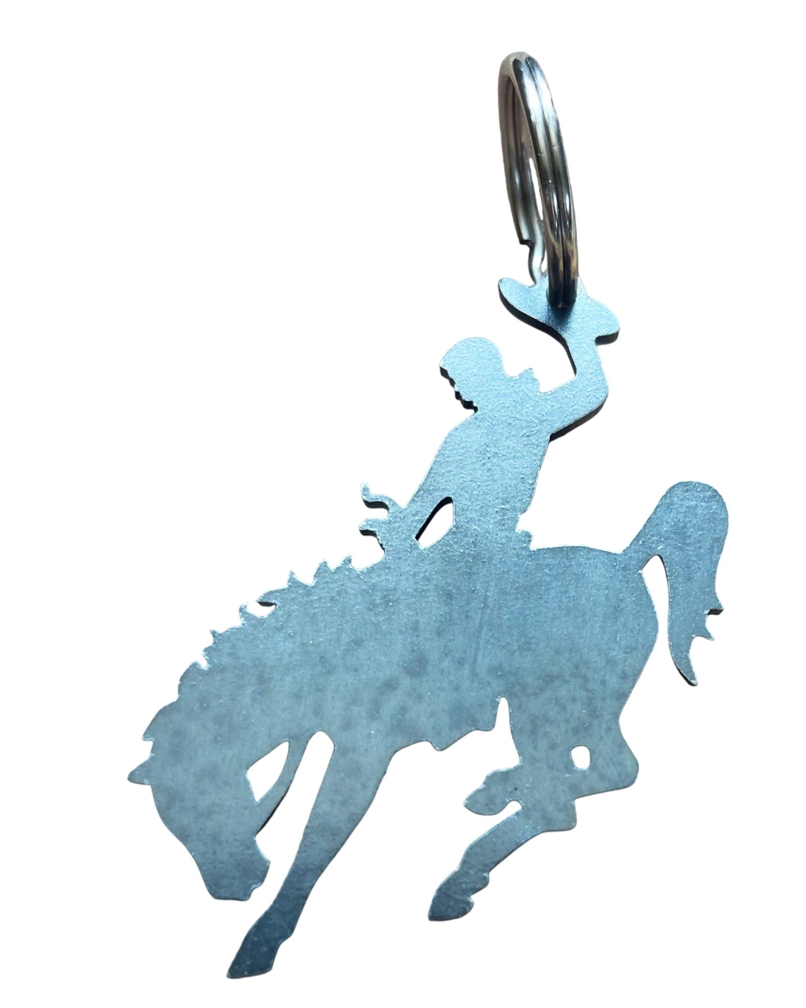 Wyoming Cowboy Bucking Bronco Steel Key Chain/Bottle Opener