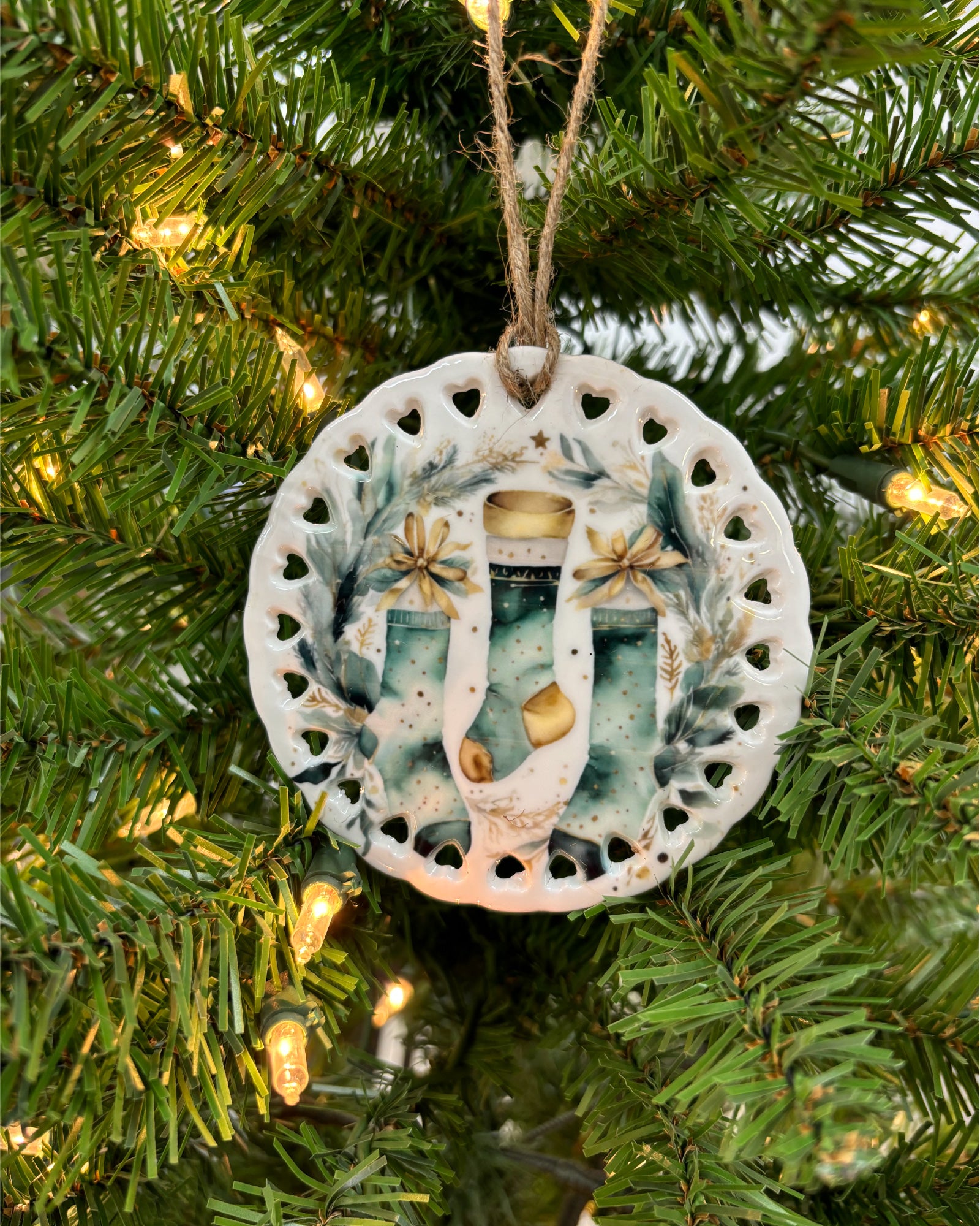 Ceramic Holiday Stocking Ornament