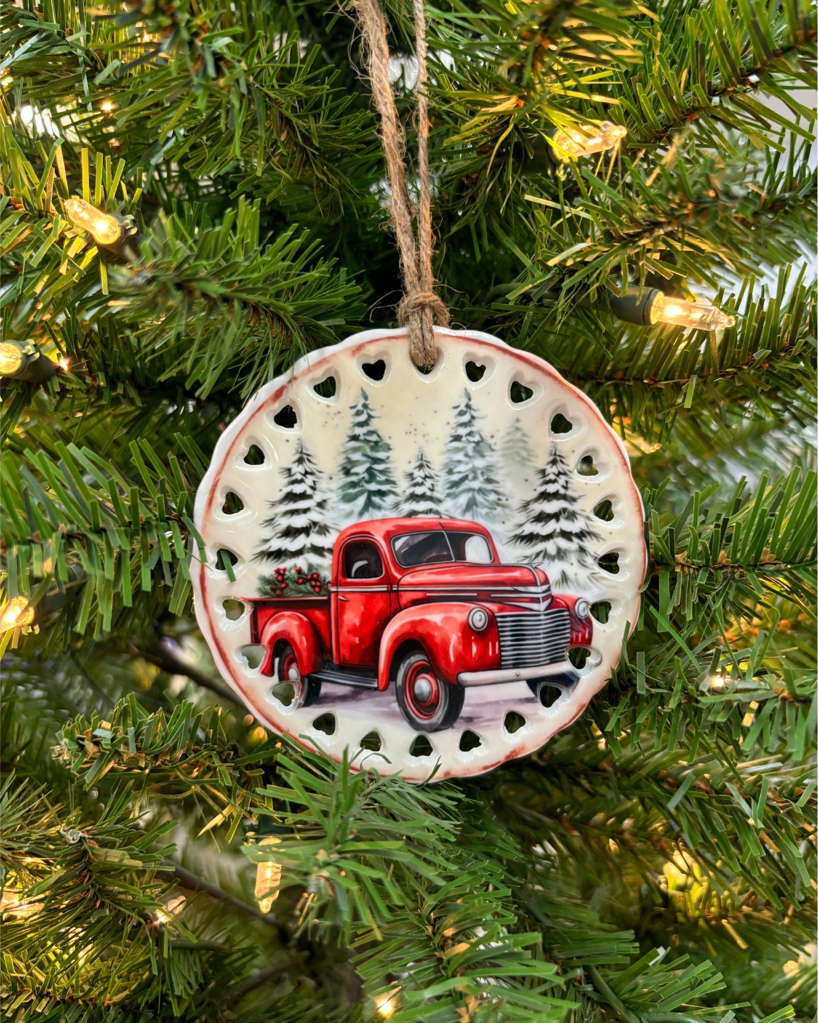 Ceramic Vintage Truck Ornament