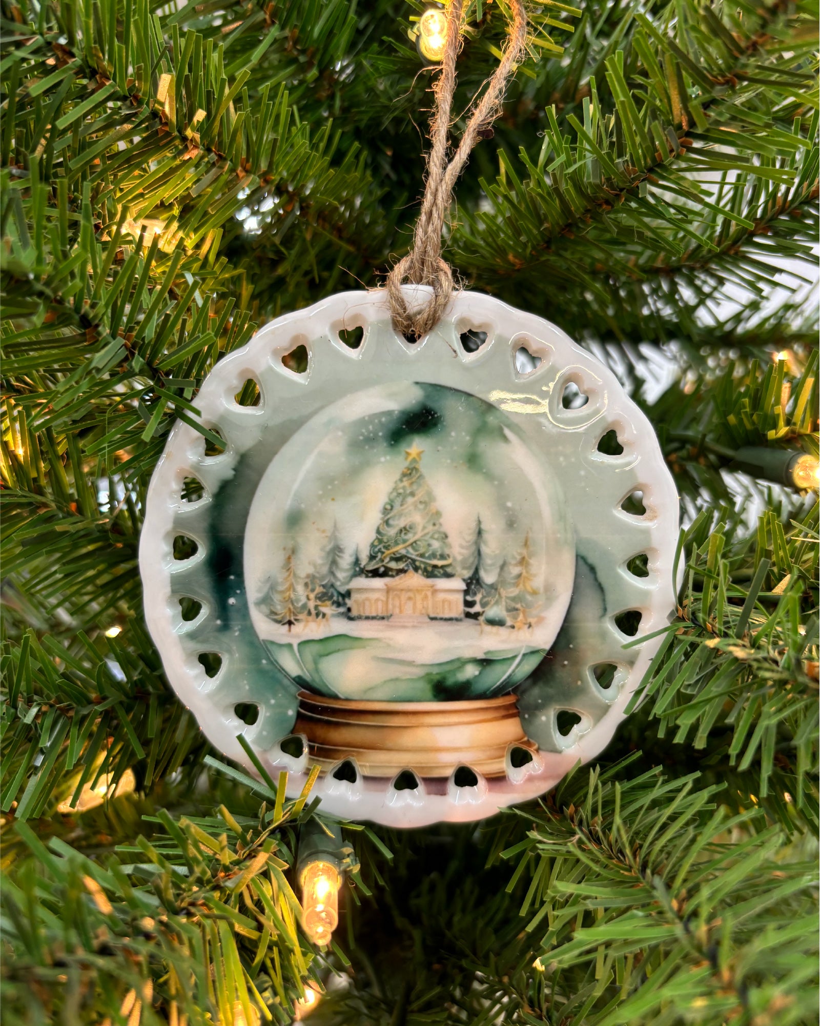 Ceramic Snow Globe Ornament