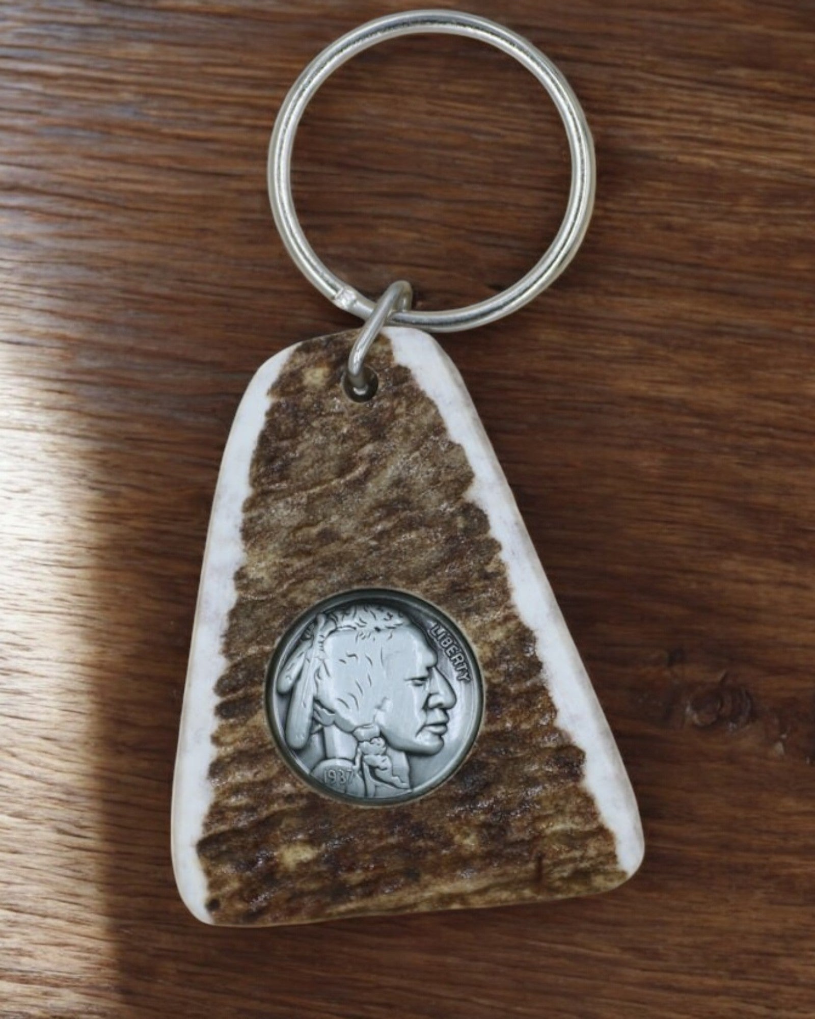 Indian Head Antler Keychain