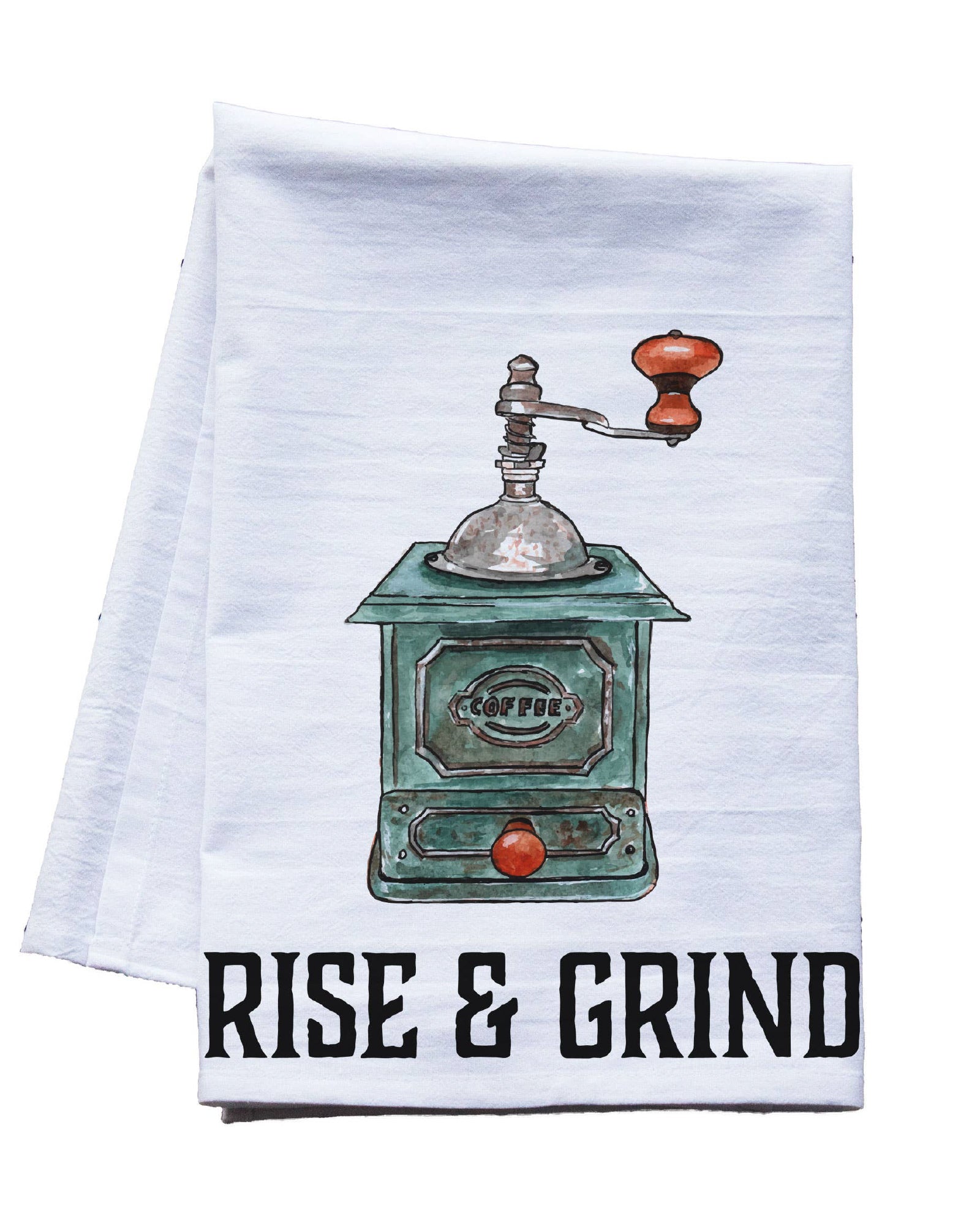 Rise and Grind Flour Sack Tea Towel - coffee shop