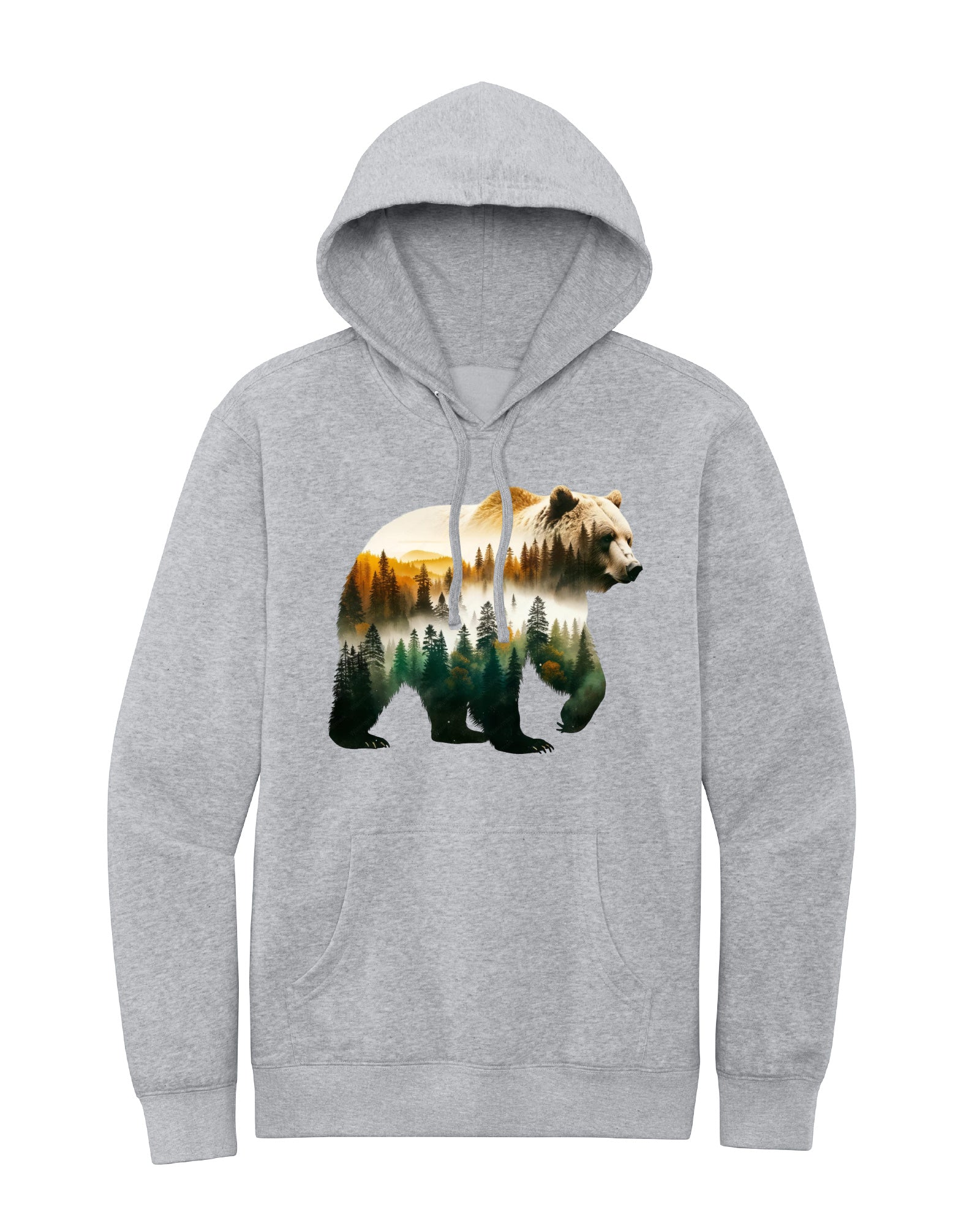 Watercolor Grizzly Bear Forest Hoodie