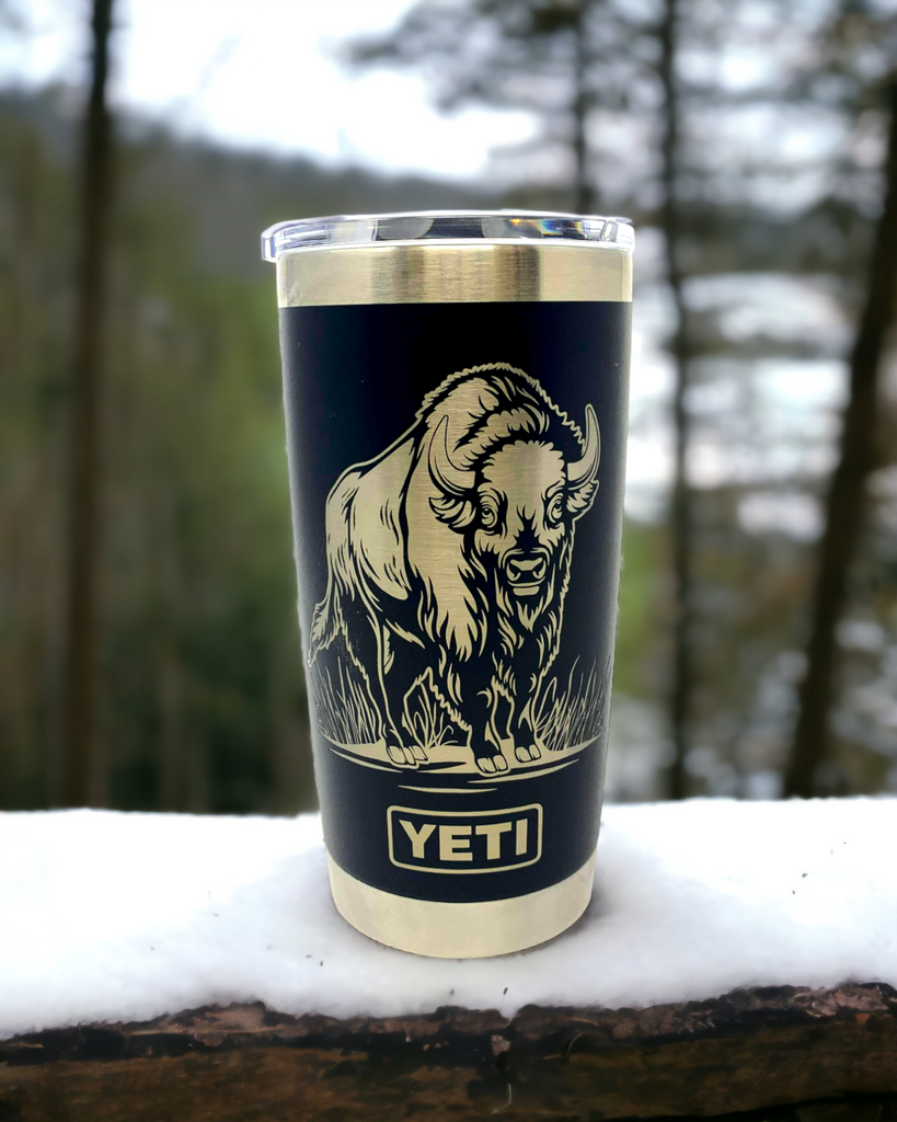 Laser Engraved YETI® or Polar Camel Tumbler - Deer with American Flag