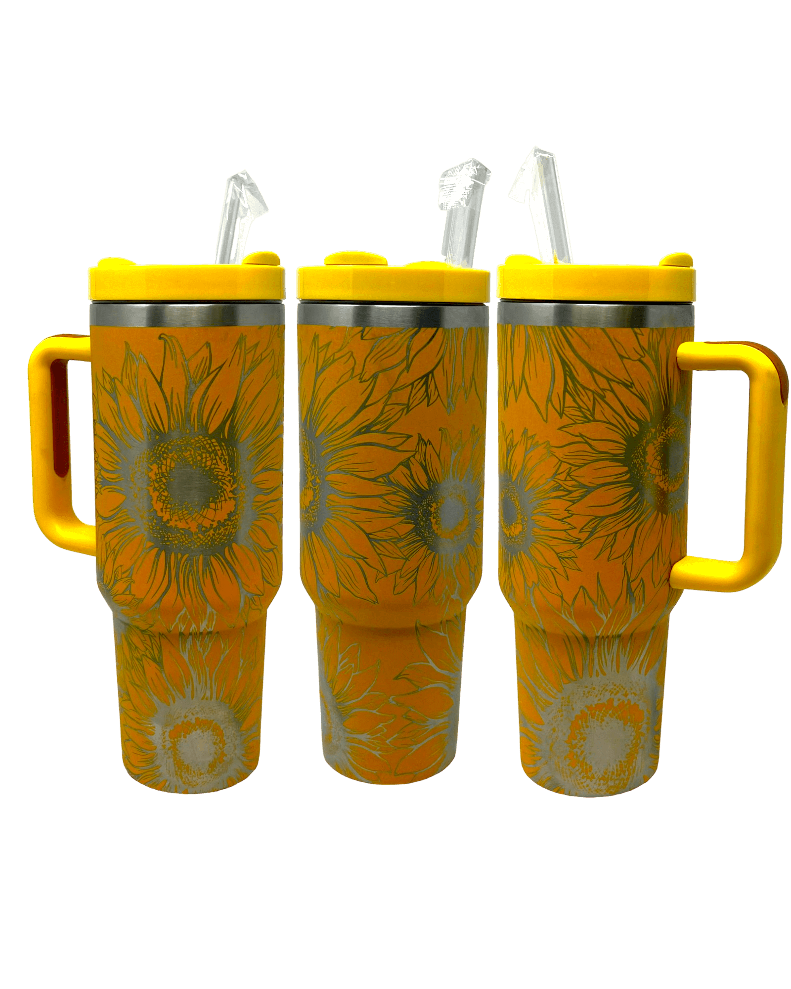 Take a sip from the 40 oz. Sunflower Stanley Dupe tumbler! Not only is it a total looker, this baby can keep your hot drinks hot and cold drinks cold for up to 24 hours