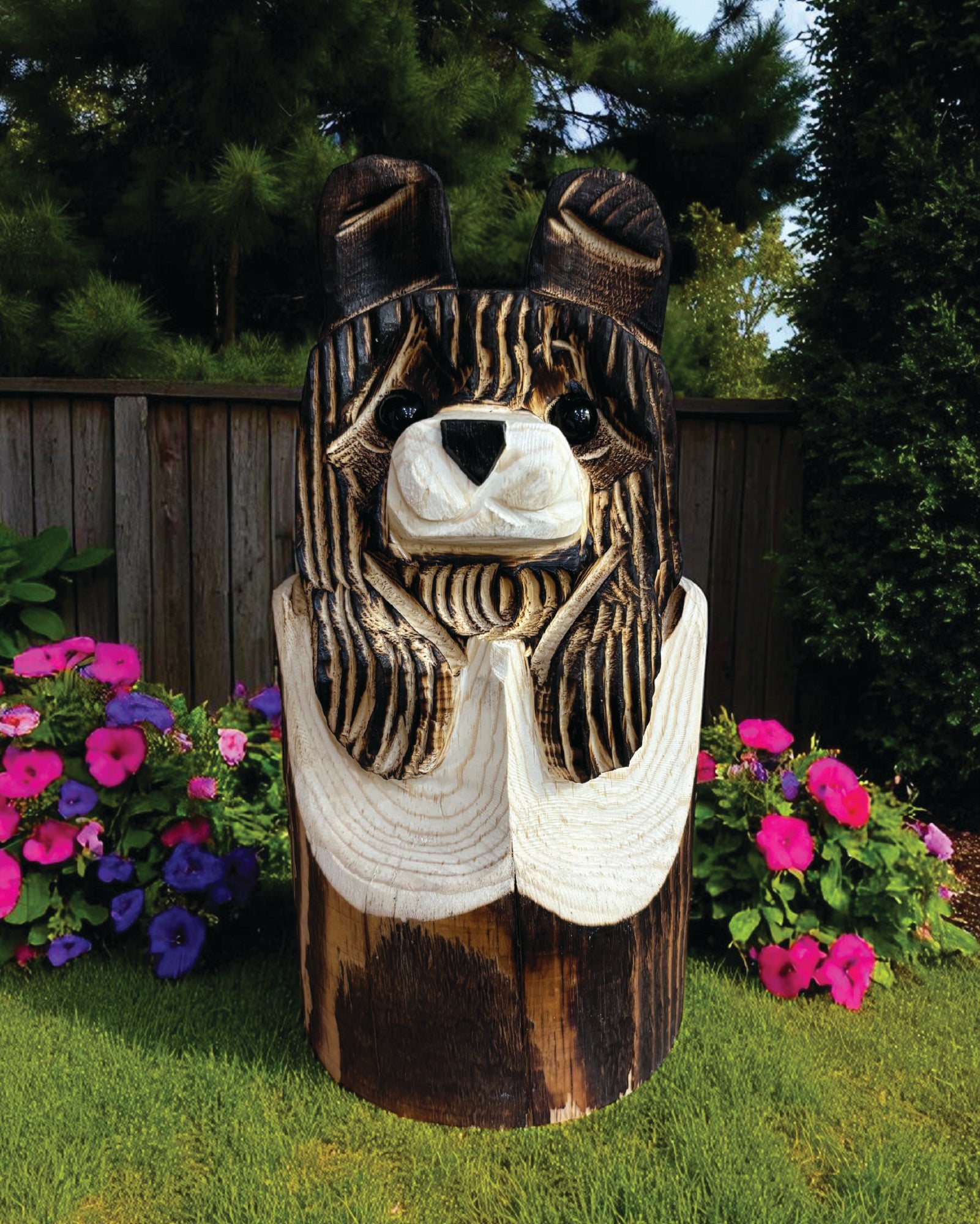 10" Wooden Bear Stump