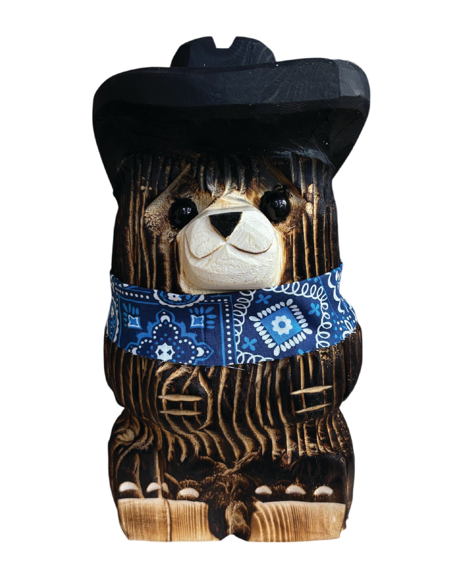 10" Wooden Cowboy Bear