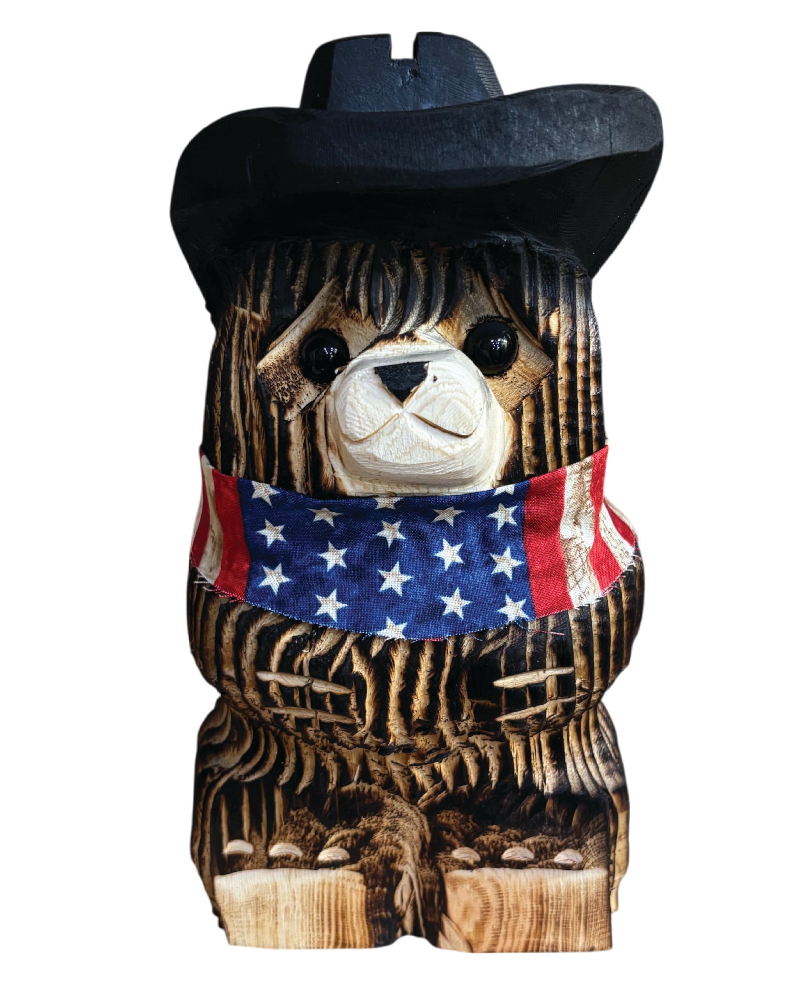 10" Wooden Cowboy Bear