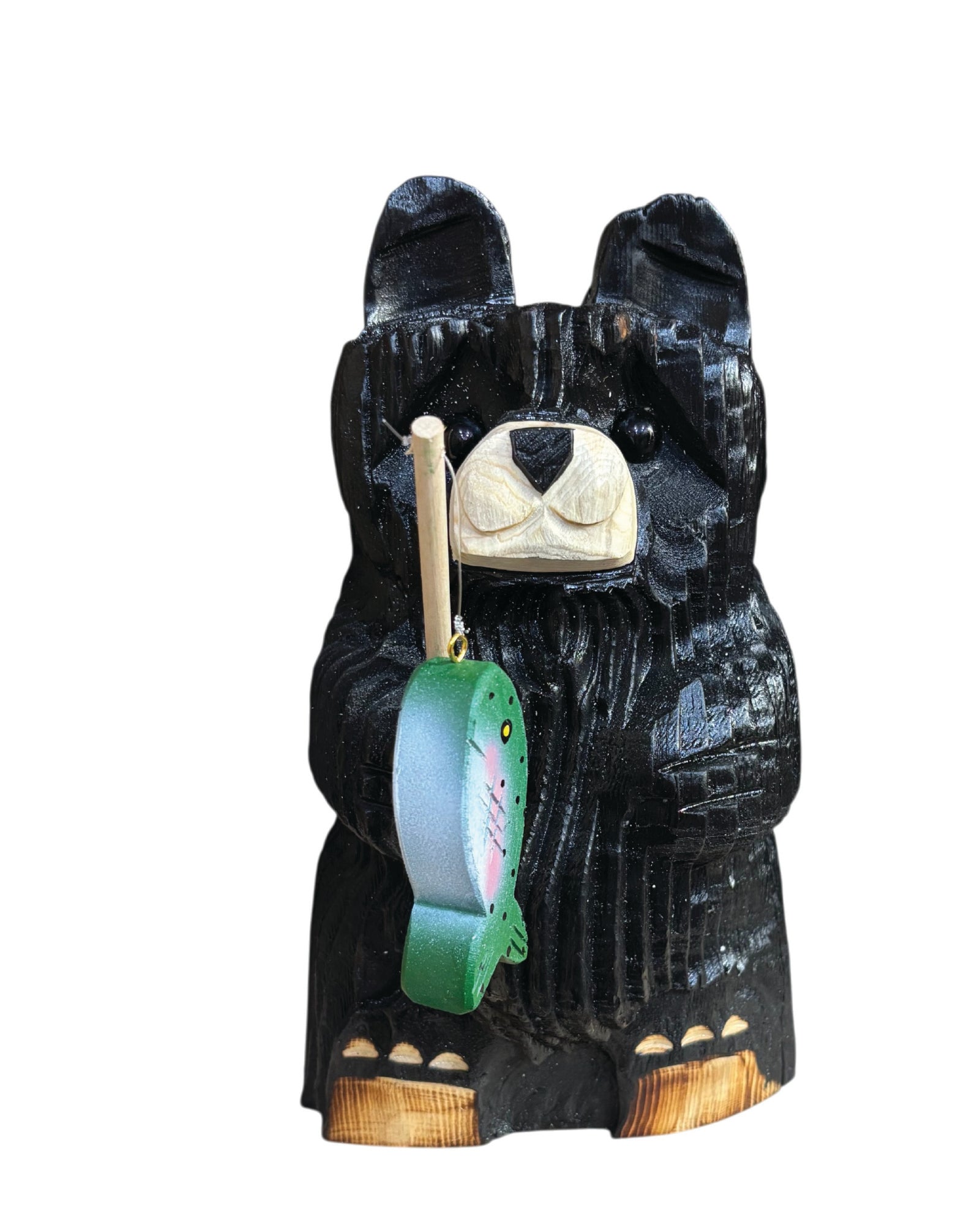 10" Wooden Fishing Bear