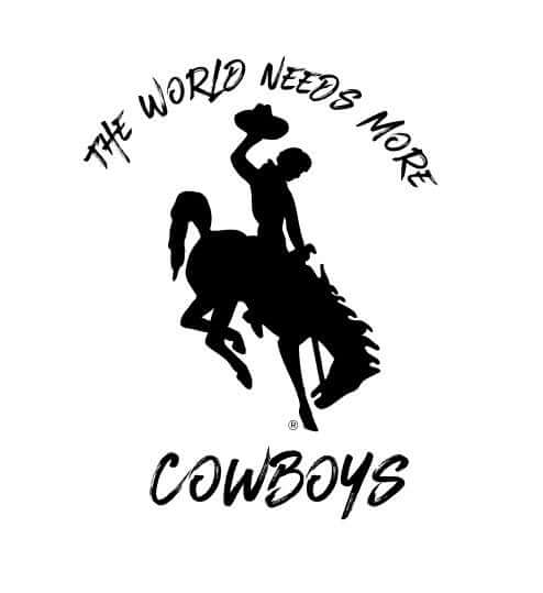 Flat view of black World Needs More Cowboys decal design