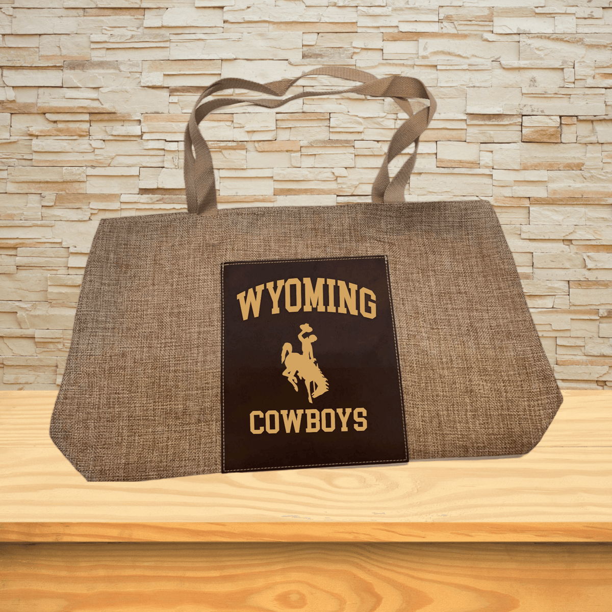 Wyoming Cowboys Burlap Carry All Bag