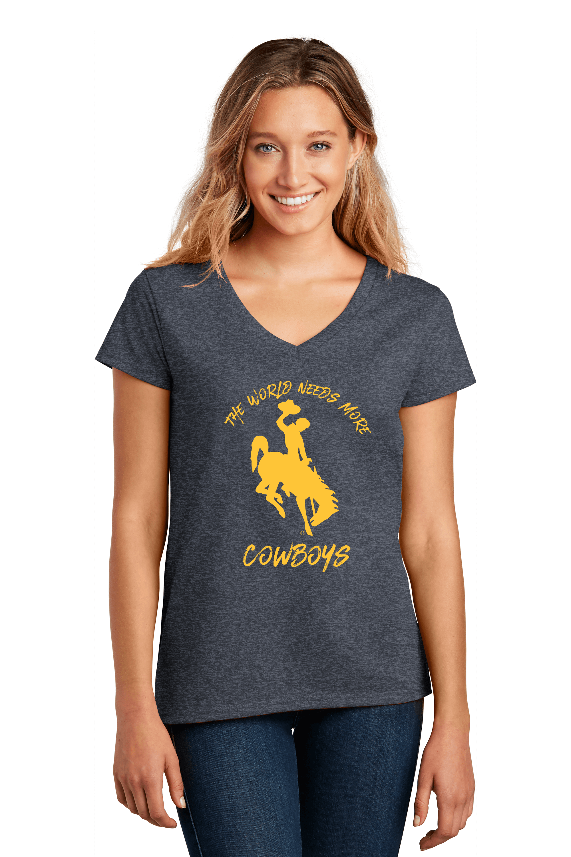 Ladies, The World Needs More Cowboys Shirt Large / Heather Navy